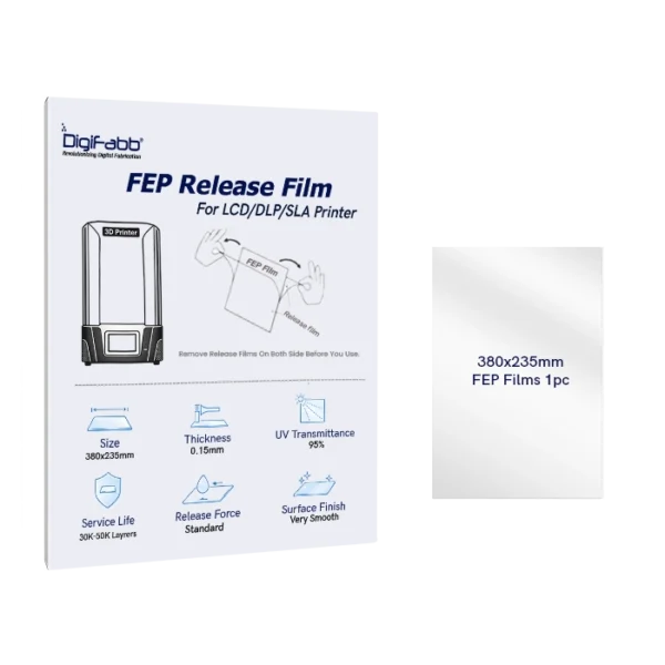 DigiFabb 380 X 235 X 0.150mm FEP Release Film for Resin 3D Printers